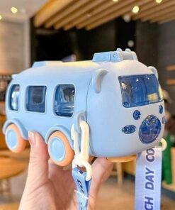 Creative Bus Shape 500ml BPA Free Straw Water Bottle – Kids & Student Reusable Drinking Cup