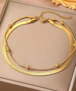 গোল্ড প্লেটেড প্রিমিয়াম ডাবল লেয়ার স্নেক চেইন পায়েল (১ পিস)