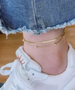 Alternative view of গোল্ড প্লেটেড প্রিমিয়াম ডাবল লেয়ার স্নেক চেইন পায়েল (১ পিস)