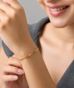 Alternative view of 22 karet Stainless Steel Gold Plated 10 Color Zircon Stone Bracelet