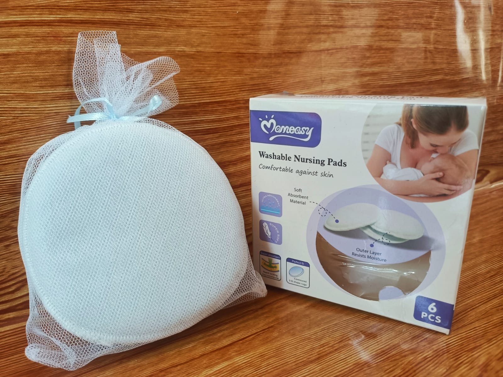 Momeasy Washable Breast Pads for Women – 6pcs | Soft, Reusable & Leak-Proof - Image 3