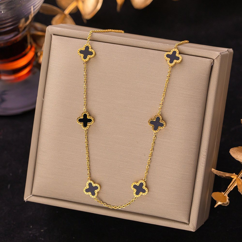 18k gold polis 7 wave black neckpiece