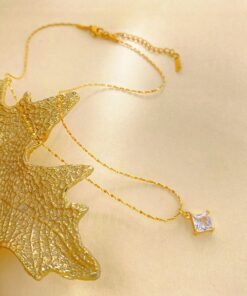 18k gold polis Square One Diamond Necklace Nc06 - Image 3