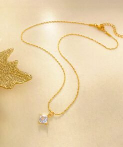 Alternative view of 18k gold polis Square One Diamond Necklace Nc06