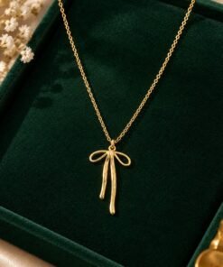 Alternative view of Tiedant Shape Pendant 22Karet Gold Plated Chain Necklace