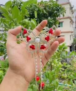 Alternative view of Original Chineese Imported Butterfly Design Red & White Stone Hair Clip