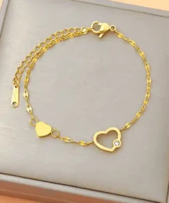 Dual Love with 1 Zircon Stone Bracelet
