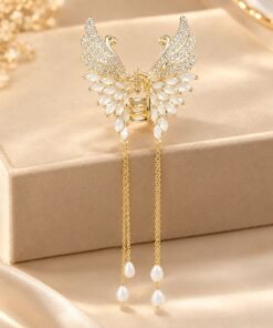 Alternative view of Original Chineese Imported Butterfly Design White Stone Hair Clip