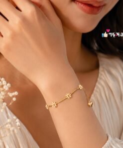 5 Flower 22Karet Gold Plated Stainless Steel Bracelet
