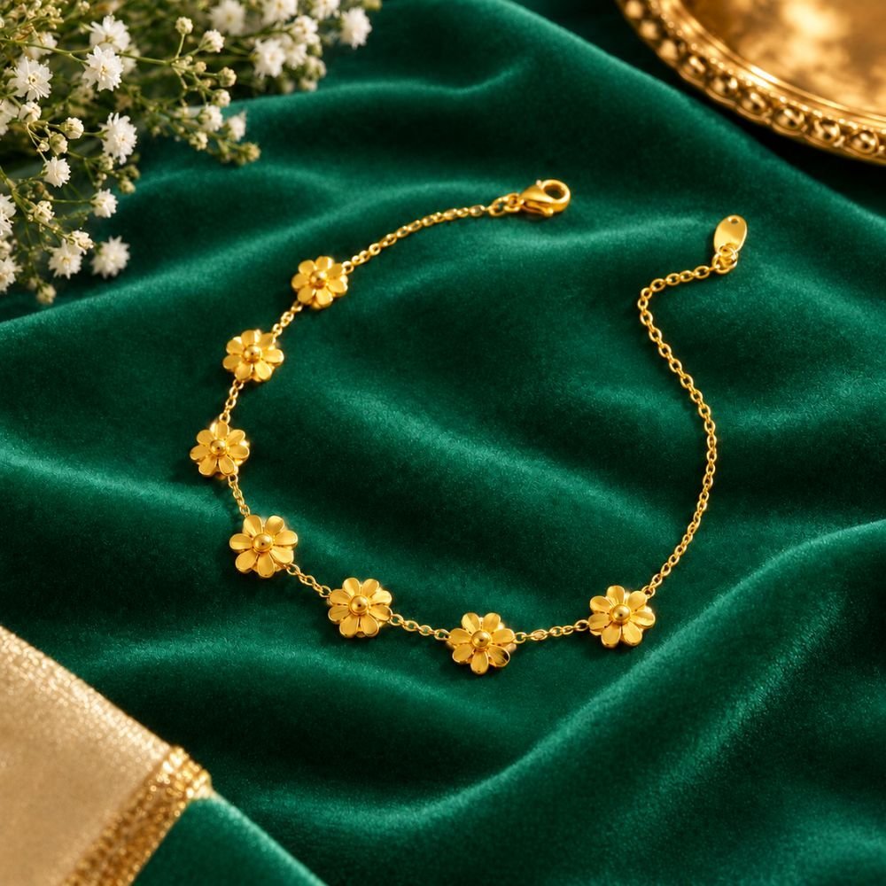 2 pis 7 flower anglet payel(22k gold plated) PL-03 - Image 2