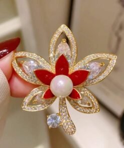 Red leaf brooch