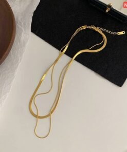 Alternative view of A layer thick and a layer thin 18K gold Necklace NC70