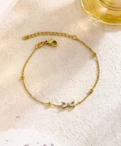 Alternative view of Tie Design Zircon Stone Bracelet (Gold polis) Br66