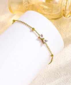 Tie Design Zircon Stone Bracelet (Gold polis) Br66 - Image 4