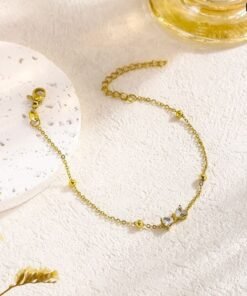 Tie Design Zircon Stone Bracelet (Gold polis) Br66 - Image 3