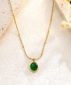Green Opal Stone Necklace NC93 - Image 3