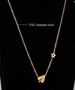 Paper Airplane 18K Gold Necklace NC88 - Image 3