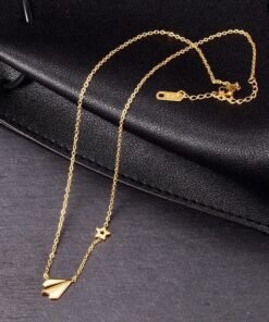 Paper Airplane 18K Gold Necklace NC88 - Image 4