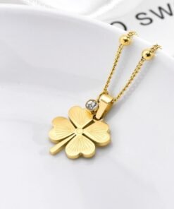 1 Stone 4 Love Flower Necklace 22K gold plated NC86 - Image 3