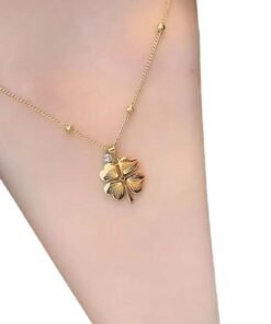 1 Stone 4 Love Flower Necklace 22K gold plated NC86 - Image 4