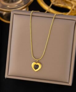 Golden Heart Central Black Diamond Necklace NC84 - Image 3