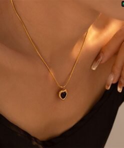 Golden Heart Central Black Diamond Necklace NC84