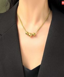 3 Gold Ball 2 layer Necklace - Image 3