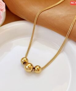 Alternative view of 3 Gold Ball 2 layer Necklace