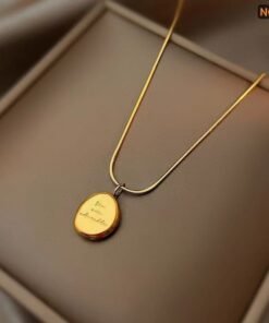 Titanium steel letter gold bean necklace - Image 4