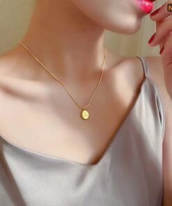 Titanium steel letter gold bean necklace
