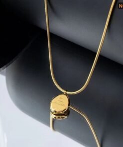 Alternative view of Titanium steel letter gold bean necklace
