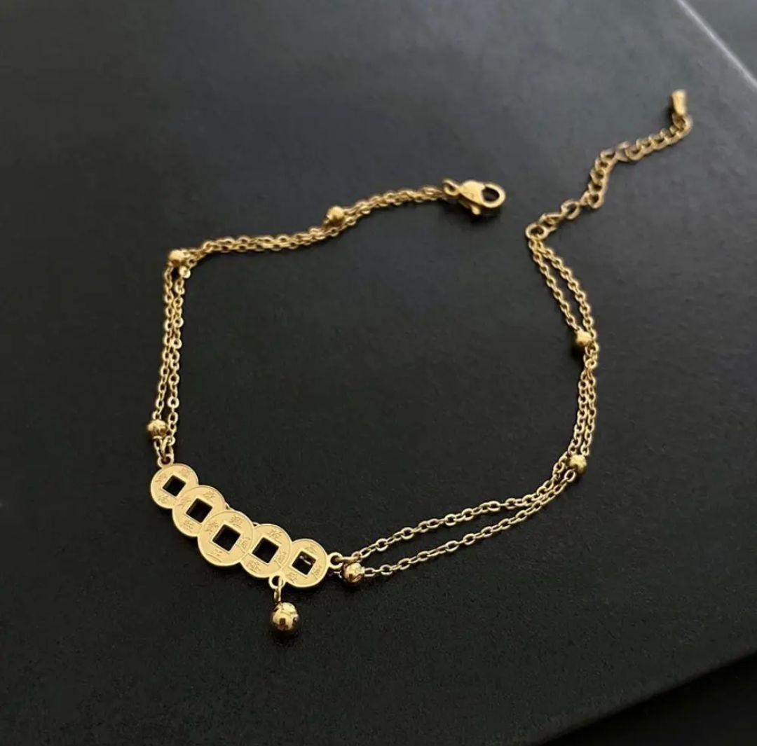 Double chain copper coin anklet payel PL-11 - Image 3