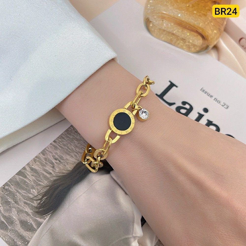 Roman numeral titanium steet plated 22K gold Bracelet - Image 2