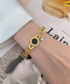 Roman numeral titanium steet plated 22K gold Bracelet