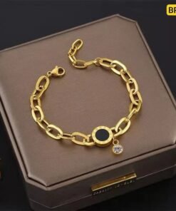 Roman numeral titanium steet plated 22K gold Bracelet - Image 4