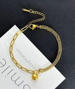 One ball Bead chain 2 layer Bracelet Br03 - Image 4