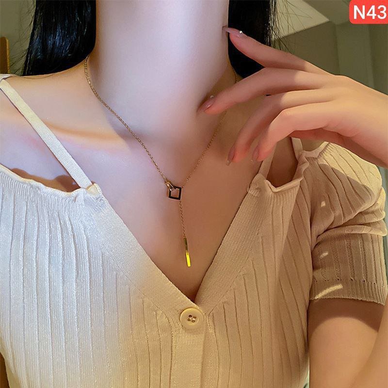 22K gold polis Interlock rectangular necklace NC136 - Image 2