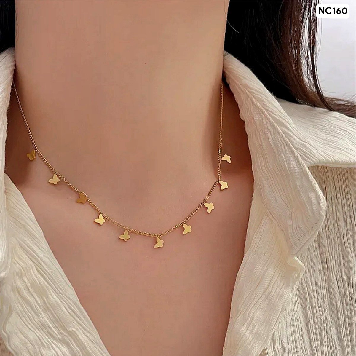 Multi Butterfly 18K Gold Necklace NC160 - Image 2
