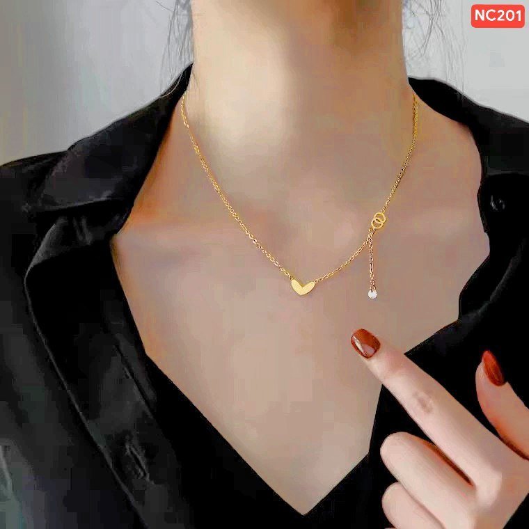 18K gold plated 2 Inter Circle love stone Necklace NC201