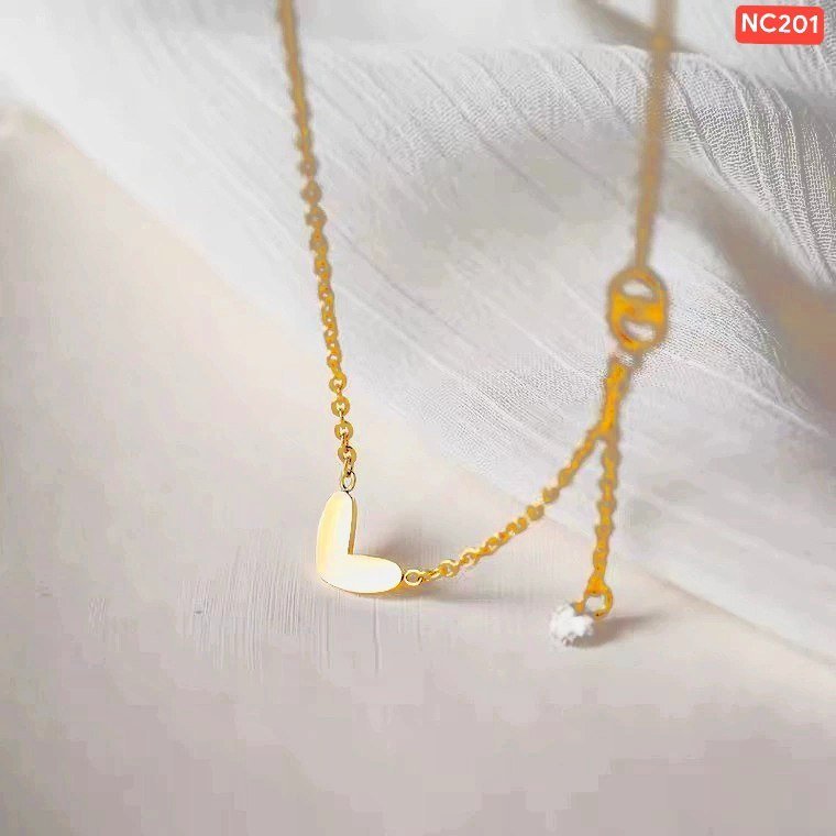 18K gold plated 2 Inter Circle love stone Necklace NC201 - Image 2