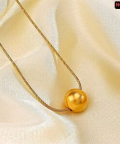 Alternative view of 18K gold plated One Golden Ball shining chain Necklace NC04