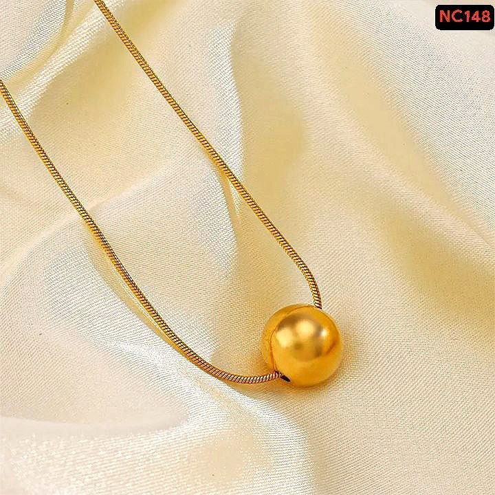 18K gold plated One Golden Ball shining chain Necklace NC04 - Image 2