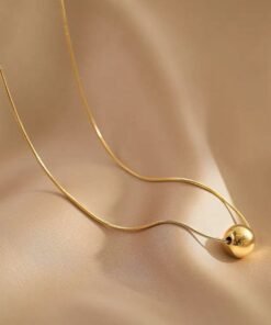 18K gold plated One Golden Ball shining chain Necklace NC04