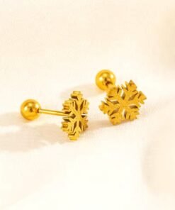 Snow Crystal shining with attach pin 22karet Gold plated Earrings
