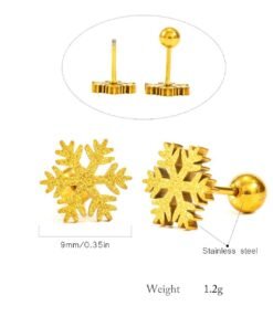 Snow Crystal shining with attach pin 22karet Gold plated Earrings - Image 3