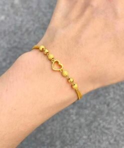 Hollowed-out heart-shaped 22karet Gold Plated bracelet Br183 - Image 4
