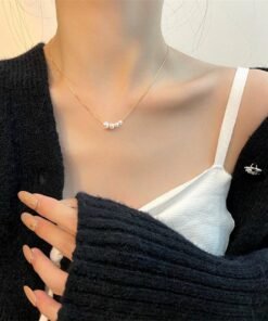 Alternative view of 4 Pearl Single Chain Gold Platted Necklace N152
