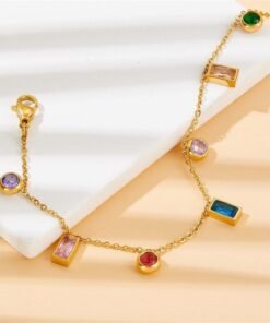 High Quality Multi Colour Stone Bracelet B42 - Image 4