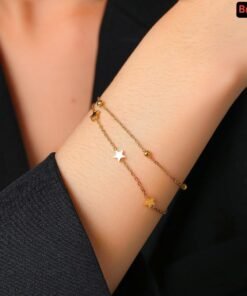 Alternative view of 3 star 4 ball double layer bracelet B-01