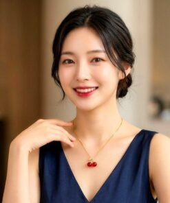 Two Cherry hanging pendant with 22karet Gold plated chain Necklace